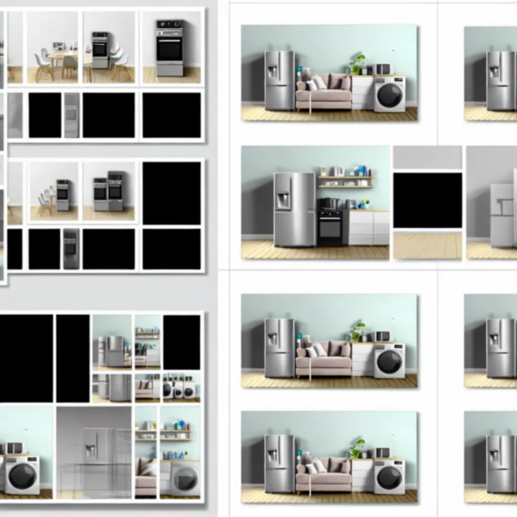 Siatka katalogu produktów AGD z przejrzystymi kartami i cenami